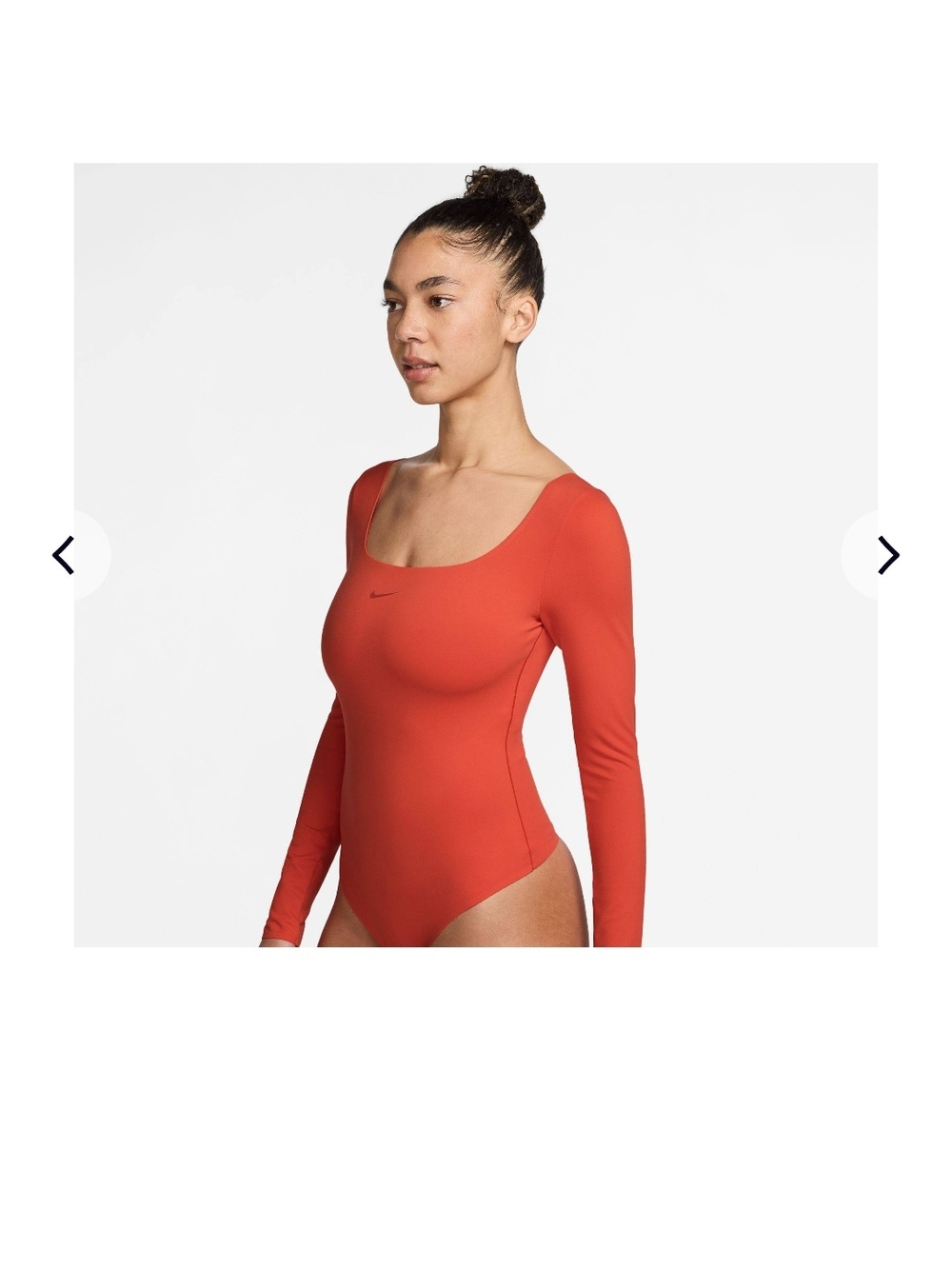 Nike Women's Long-Sleeve Scoop Neck Bodysuit — Orange Red